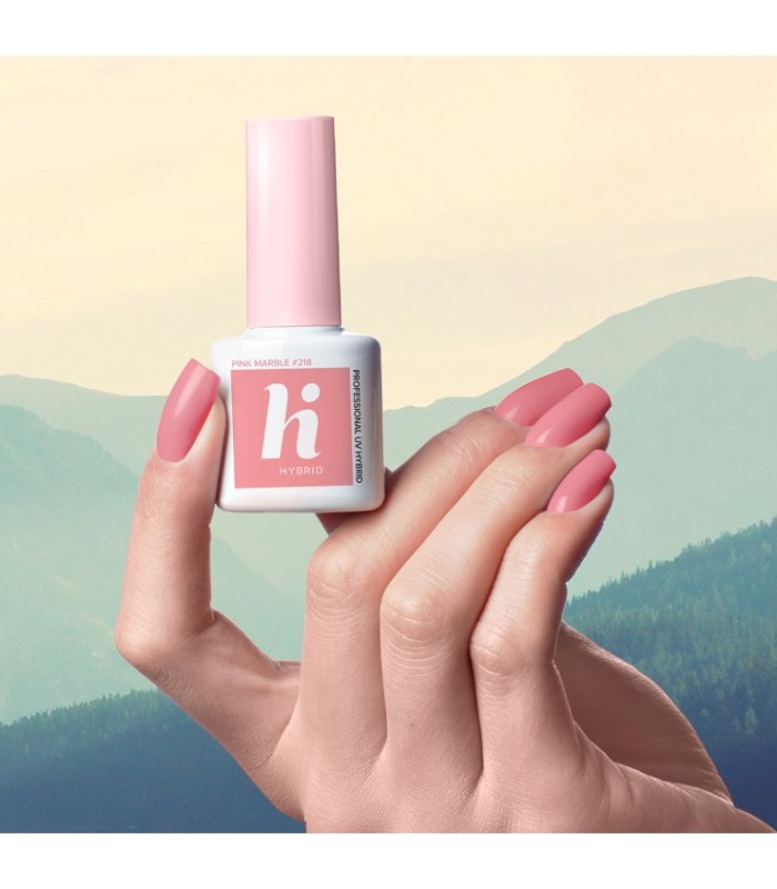 Hi Hybrid - Vernis à Ongles Semi-Permanent Gel UV - Pink Marble - Tient 2 à 3 Semaines - Effet Ultra Brillant, Tendance et Fémin