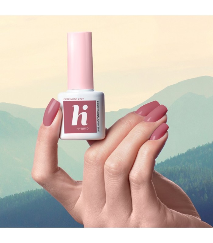 Hi Hybrid - Vernis à Ongles Semi-Permanent Gel UV - Deep Nude - Tient 2 à 3 Semaines - Effet Ultra Brillant, Tendance et Féminin