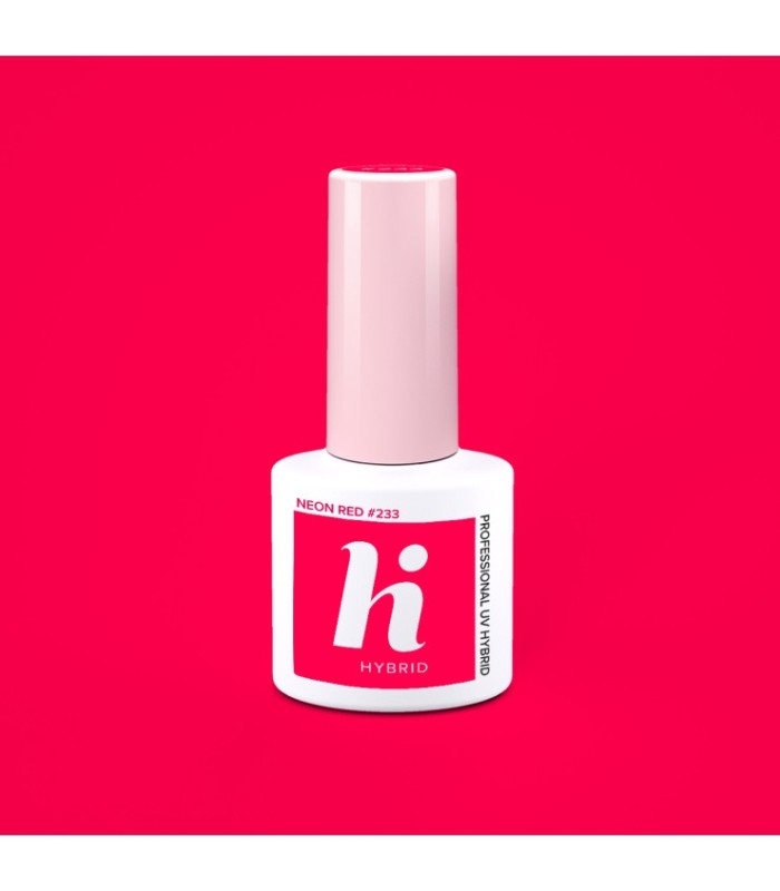 Hi Hybrid - Vernis à Ongles Semi-Permanent Gel UV - Neon Red - Tient 2 à 3 Semaines - Effet Ultra Brillant, Tendance et Féminin