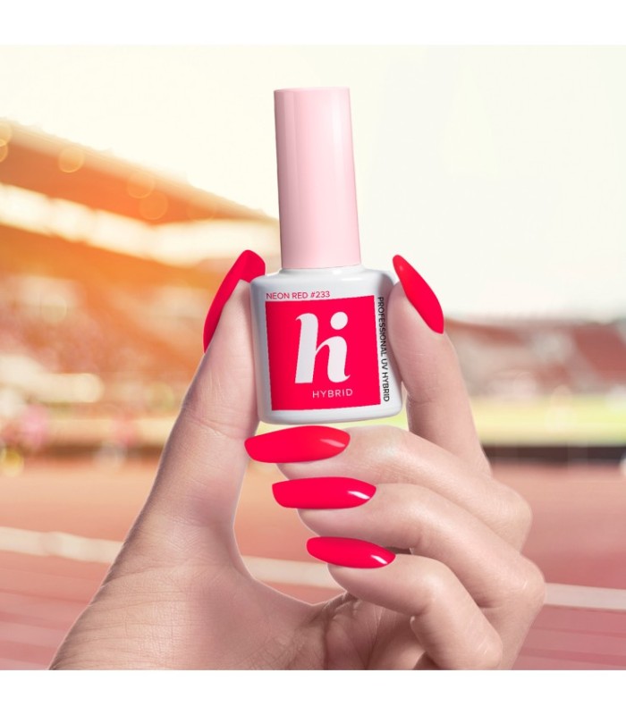Hi Hybrid - Vernis à Ongles Semi-Permanent Gel UV - Neon Red - Tient 2 à 3 Semaines - Effet Ultra Brillant, Tendance et Féminin