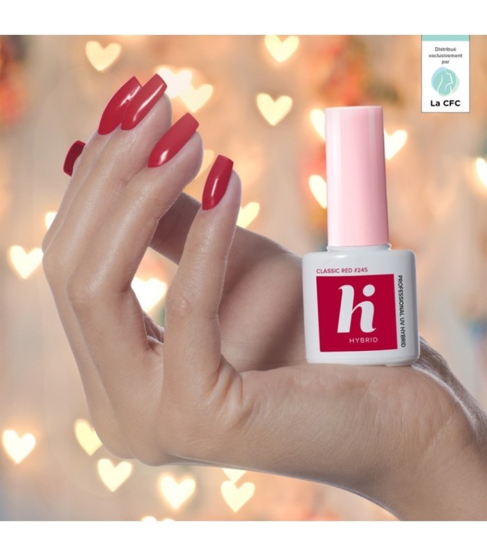 Hi Hybrid - Vernis à Ongles Semi-Permanent Gel UV - Classic Red - Tient 2 à 3 Semaines - Effet Ultra Brillant, Tendance et Fémin