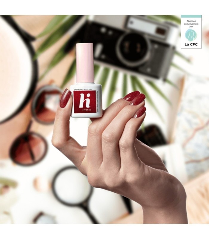 Hi Hybrid - Vernis à Ongles Semi-Permanent Gel UV - Sparkling Red - Tient 2 à 3 Semaines - Effet Ultra Brillant, Tendance et Fém