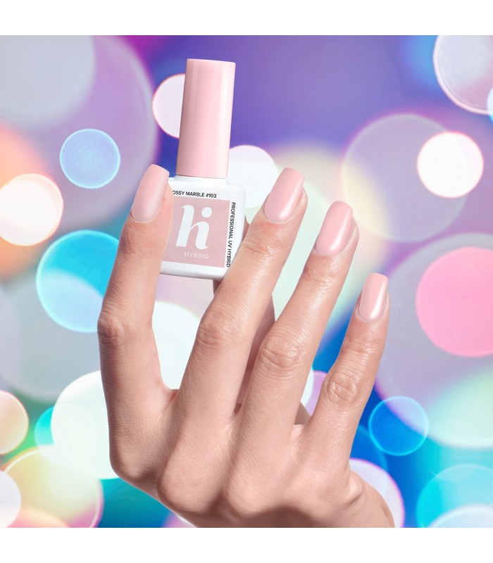 Hi Hybrid - Vernis à Ongles Semi-Permanent Gel UV - Glossy Marble - Tient 2 à 3 Semaines - Effet Ultra Brillant, Tendance et Fém