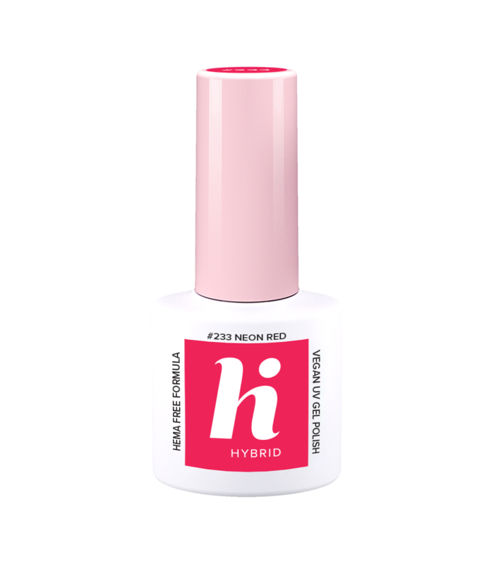 Hi Hybrid - Vernis à Ongles Semi-Permanent Gel UV - Neon Red - Tient 2 à 3 Semaines - Effet Ultra Brillant, Tendance et Féminin